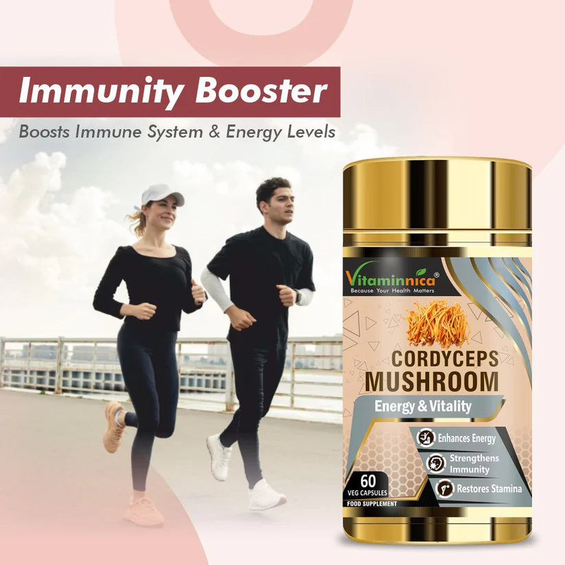 Vitaminnica Cordyceps Mushroom Capsules - ATP Energy Booster & Stamina, 60 Count