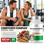 Zespo Cordyceps Complex (Keeda Jadi) 650 mg | Cordyceps Sinensis with Reishi & Turkey Tail | Energy, Stamina & Immunity Support | 60 Vegan Capsules