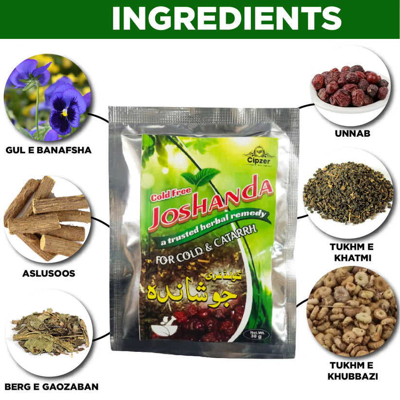 Cipzer Cold Free Joshanda - 30G Pack of 3 | Herbal Remedy for Cough, Cold, Flu, Immunity & Throat Care