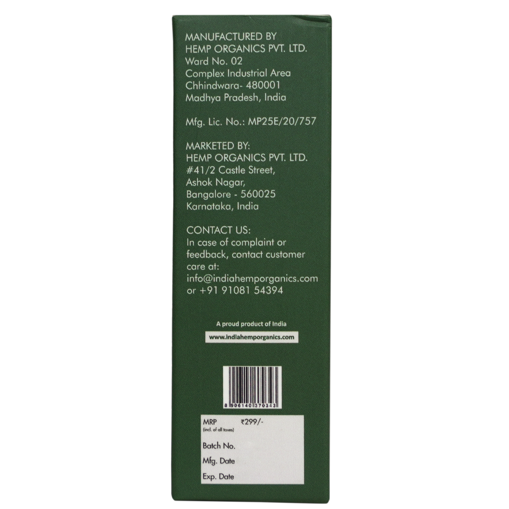 India Hemp Organics- Hemp Seed Oil (30ml)
