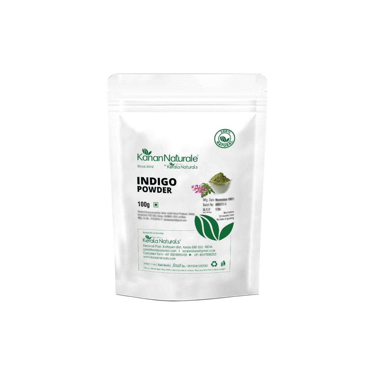 Kerala Naturals Combo of Henna Powder 100gm+ Indigo Powder 100gm