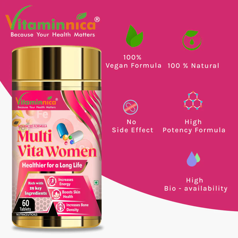 Vitaminnica Multi Vita Men & Women Combo Pack- 60 Tablets | Multivitamins for Overall Health & Immunity