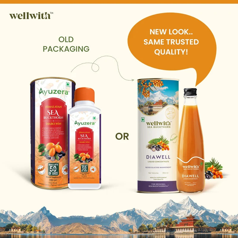 WellWith DiaWell Sea Buckthorn Juice for Blood Sugar Support (300ml)