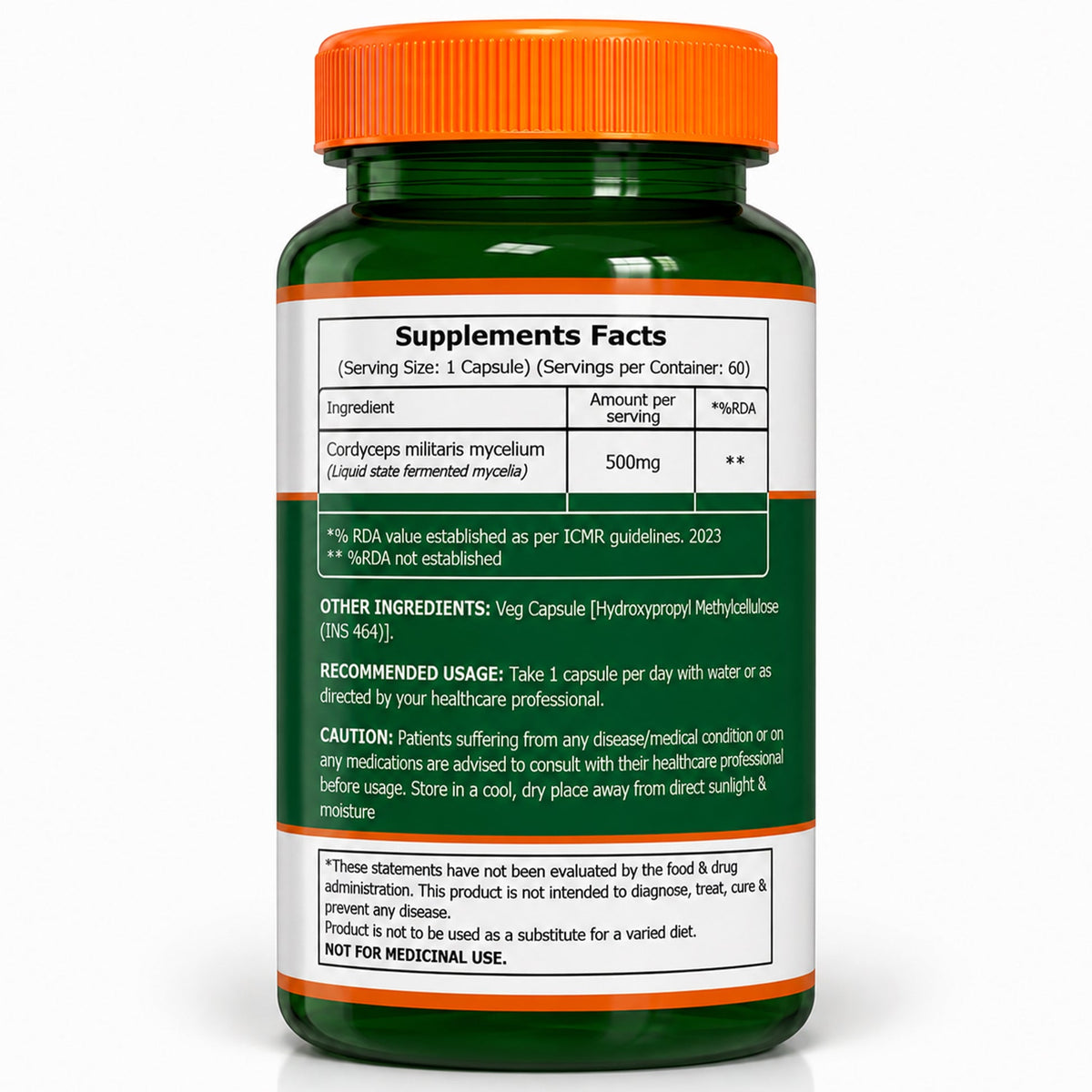 Pure Nutrition Cordyceps 500 mg – 60 Vegetarian Capsules