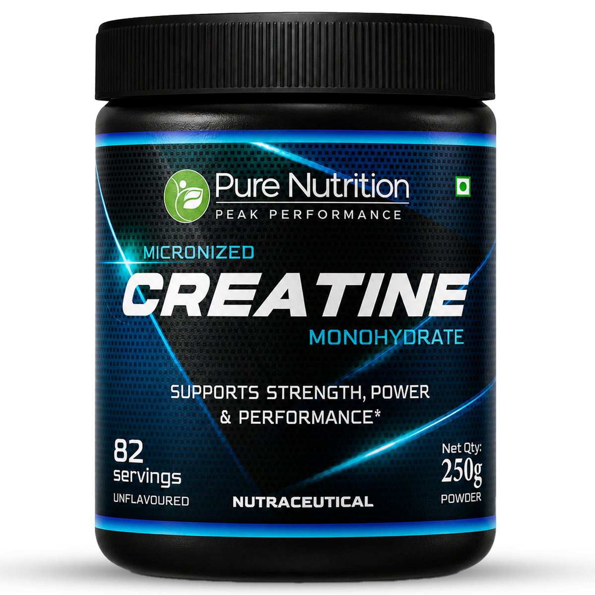 Pure Nutrition Micronised Creatine Monohydrate Powder, Pre/Post Workout Supplement, Instant Energy for Athletic Performance, Fast Recovery, Increased Muscle Mass, Unflavoured - 250gm