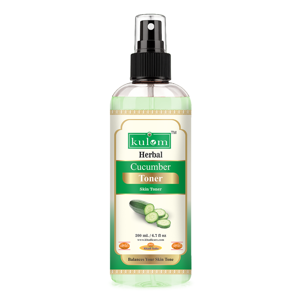 Khadi Care Herbal Cucumber Water - 210ml Cooling Face Toner & Skin Mist