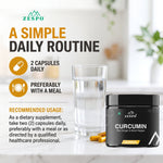Zespo Curcumin 1,105 mg with Ginger & Black Pepper | 95% Curcuminoids | Joint Comfort, Mobility & Antioxidant Support | 90 Vegan Capsules