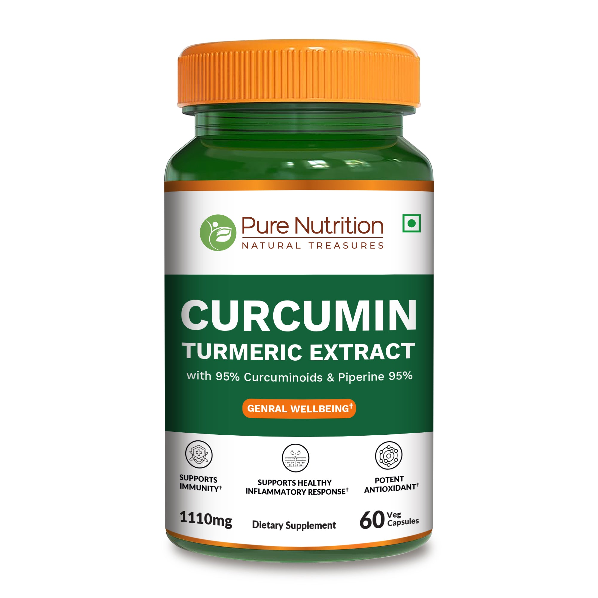 Pure Nutrition Curcumin with Black Pepper 1110 mg – 60 Capsules - USA