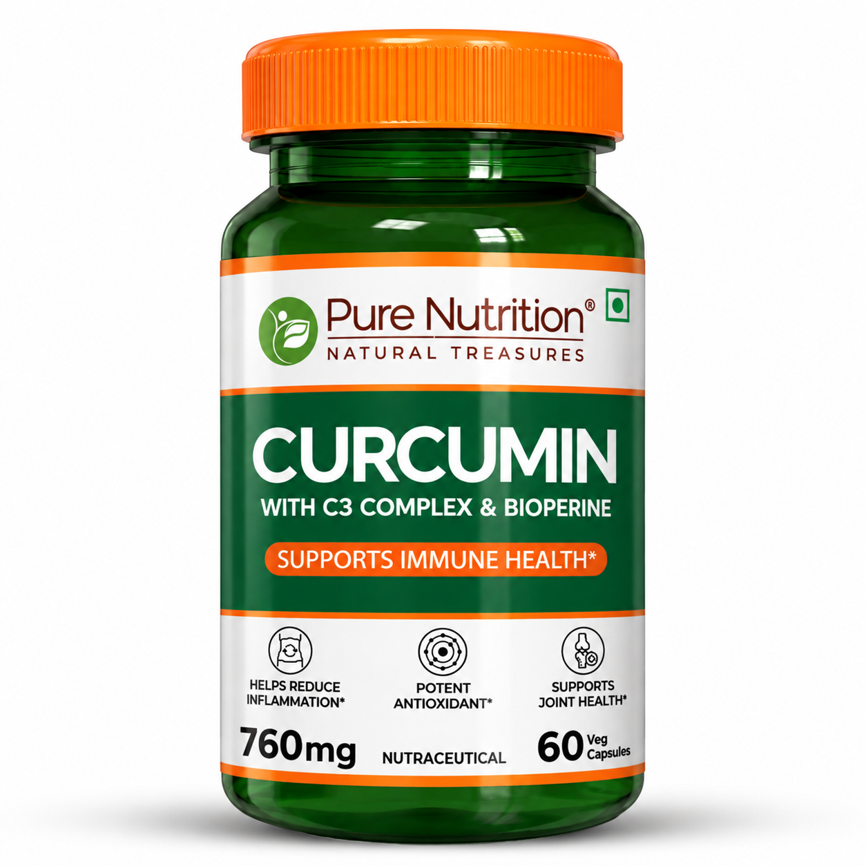Pure Nutrition Curcumin with C3 Complex 760mg Veg Capsule - 60 Capsules