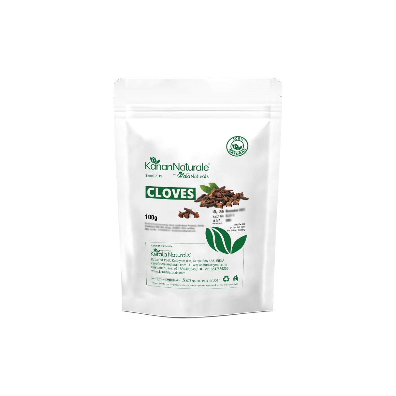 Kerala Naturals Cloves 100g - Organic Whole Clove Buds for Cooking