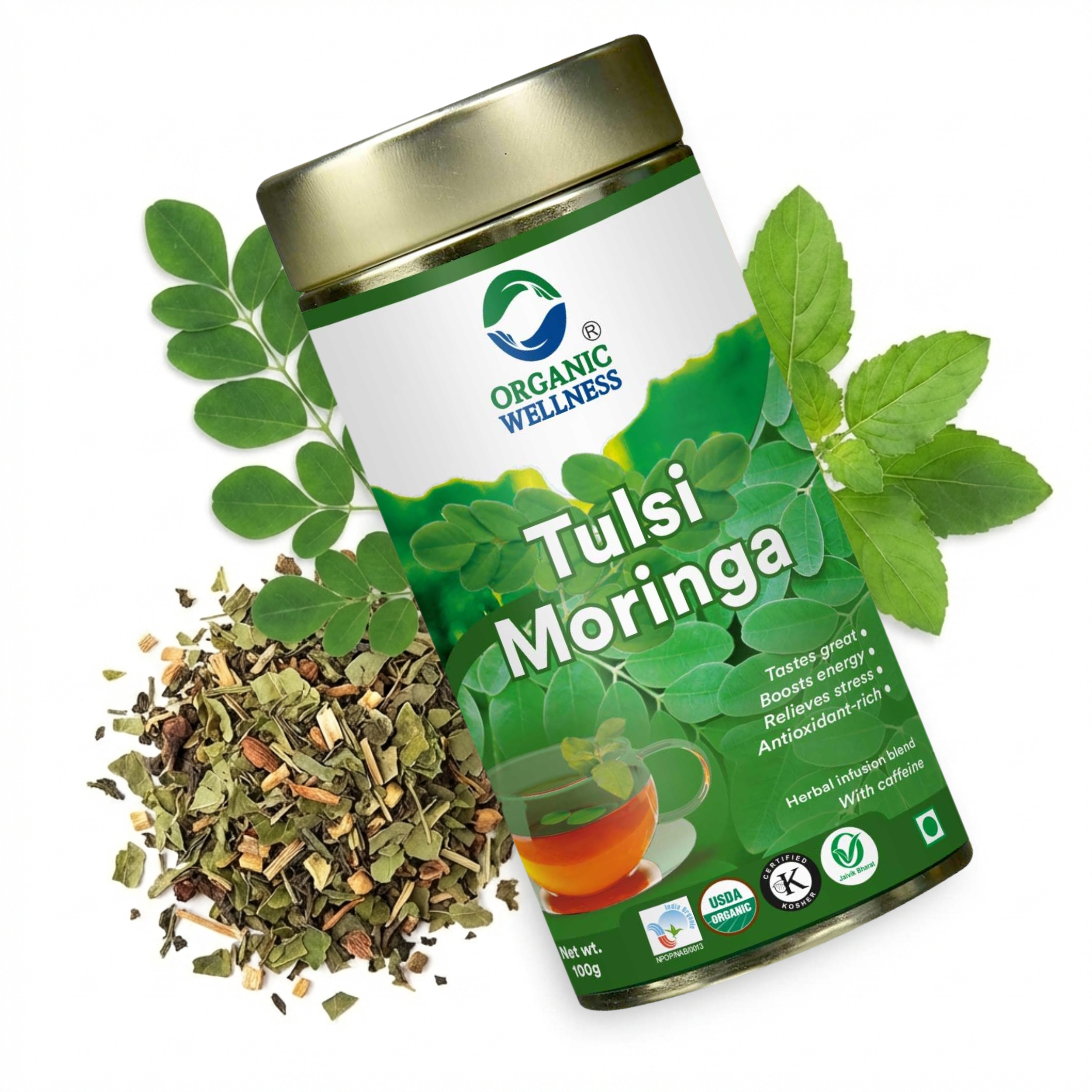 Organic Wellness Tulsi Moringa 100 grams Tin Pack