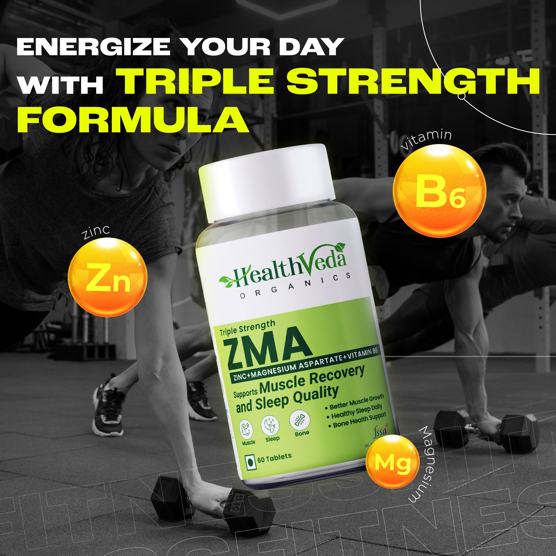 Health Veda Organics ZMA Tablet - 60 Tablets