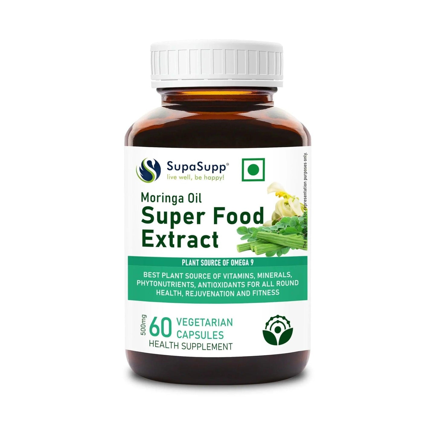 Sri Sri Tattva SupaSupp Moringa Oil Vegetarian Capsule Super Food Extract, for Rejuvenation Fitness, - 60 Capsules