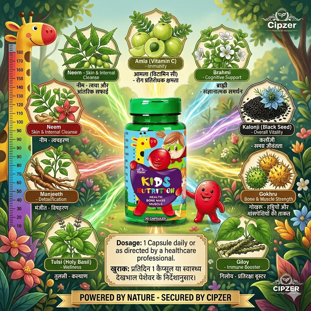 Cipzer Kids Nutrition Food Capsules - Daily Vitality & Immune Support (30 Capsules)