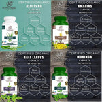 DR. JPG ORGANIC Aloe vera, Amaltas, Bael Leaves & Moringa Capsules For Detox Body 240 veg. Capsules (60 Cap. In Each Bottle) INDIA ORGANI Certified.