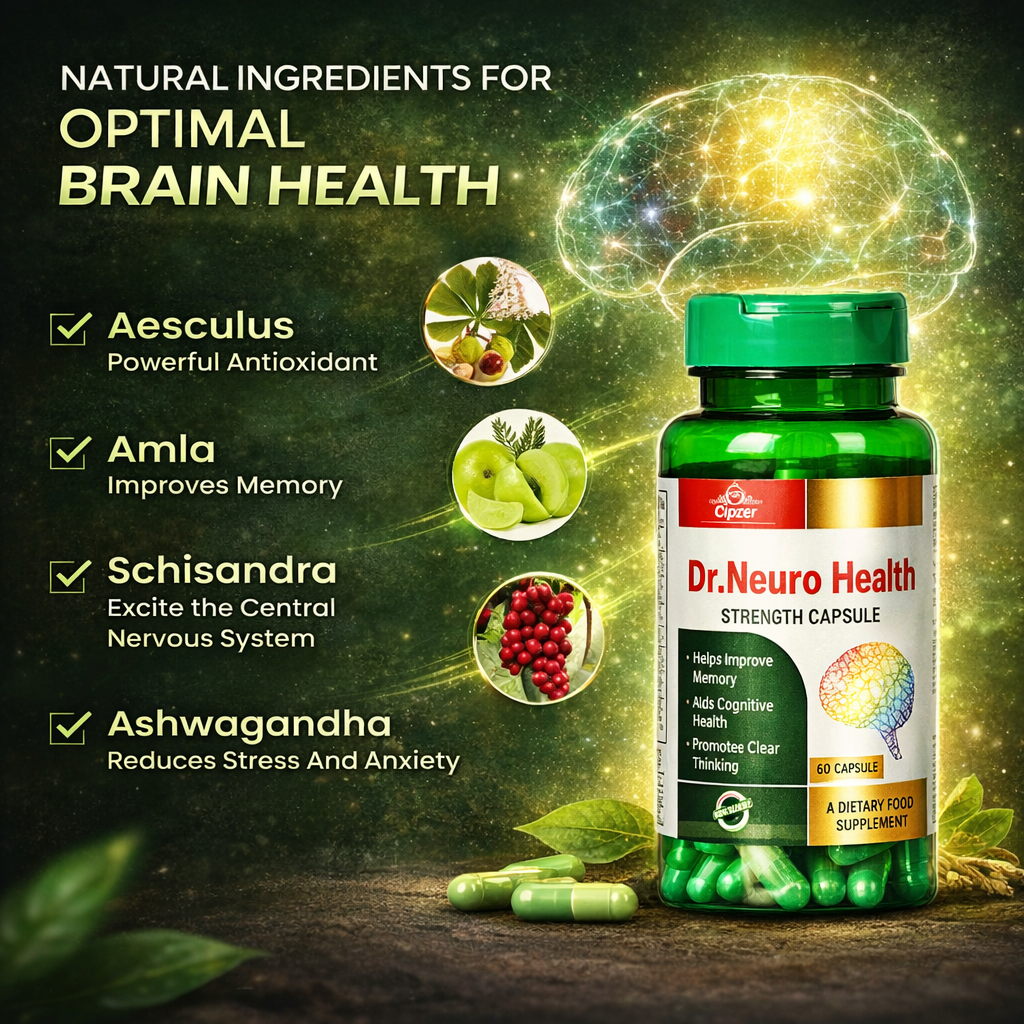 Cipzer Dr. Neuro Health Capsules - Natural Cognitive Vitality & Mental Focus (60 Capsules)