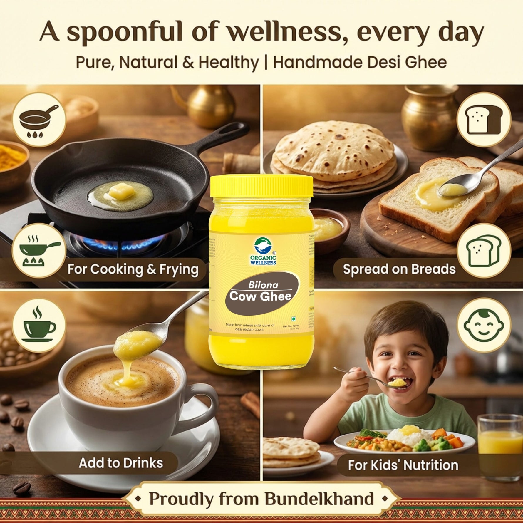 Organic Wellness Desi Bilona Cow Ghee - 400ml