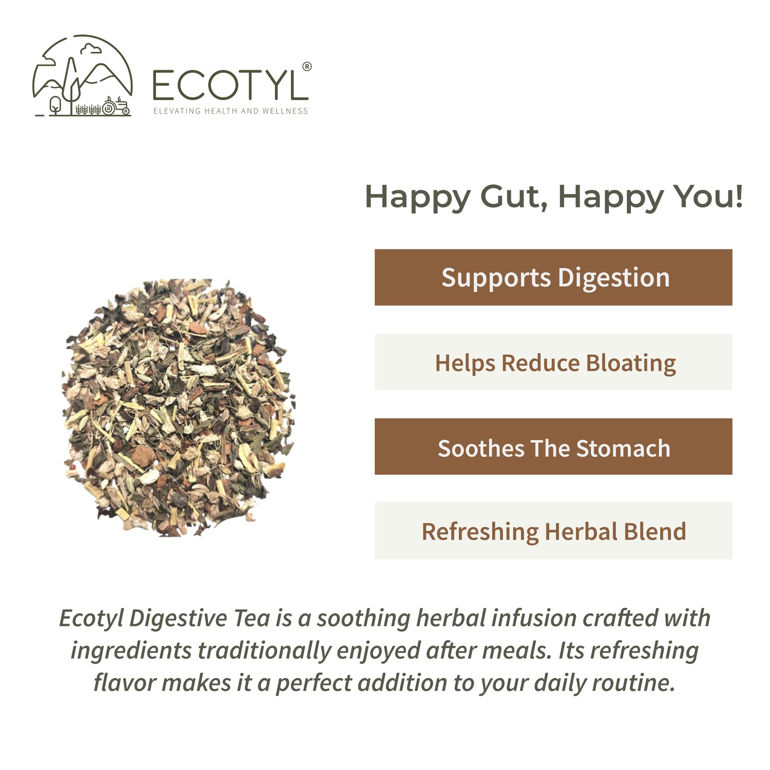 Ecotyl Digestive Tea | Gut Health | Herbal Tea  | 60g