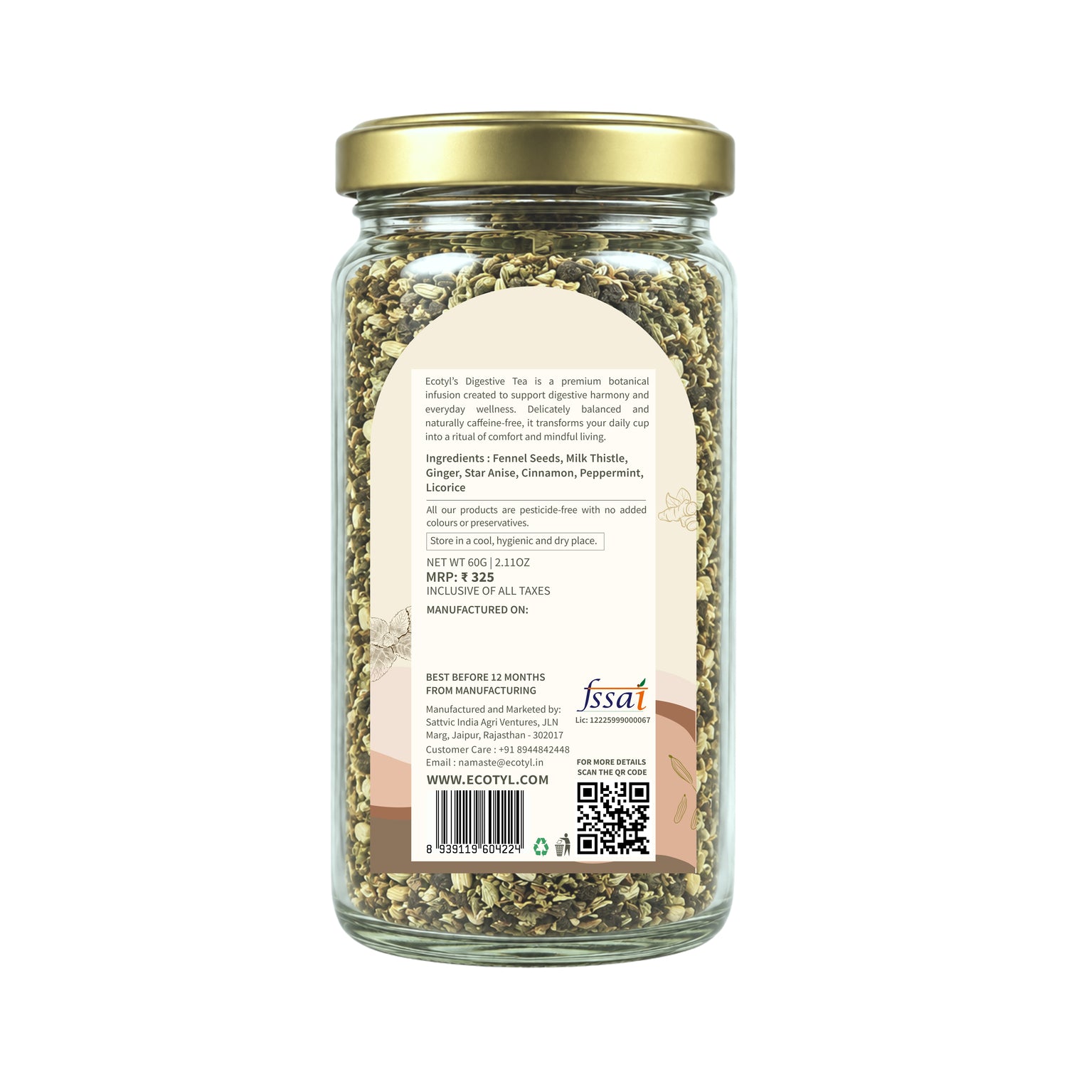Ecotyl Digestive Tea | Gut Health | Herbal Tea  | 60g