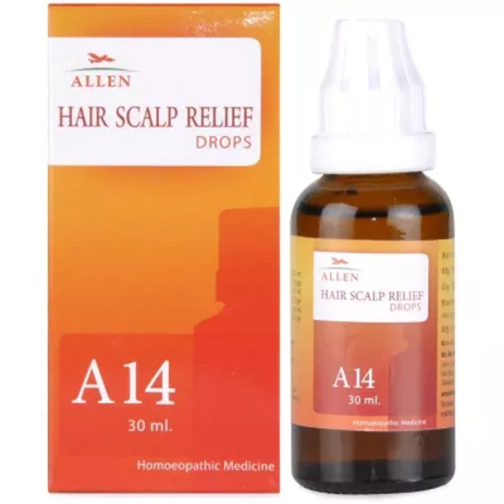 allen a14 hair scalp relief drop 30ml (for falling of hairs, itching of scalp, dandruff, promotes ha