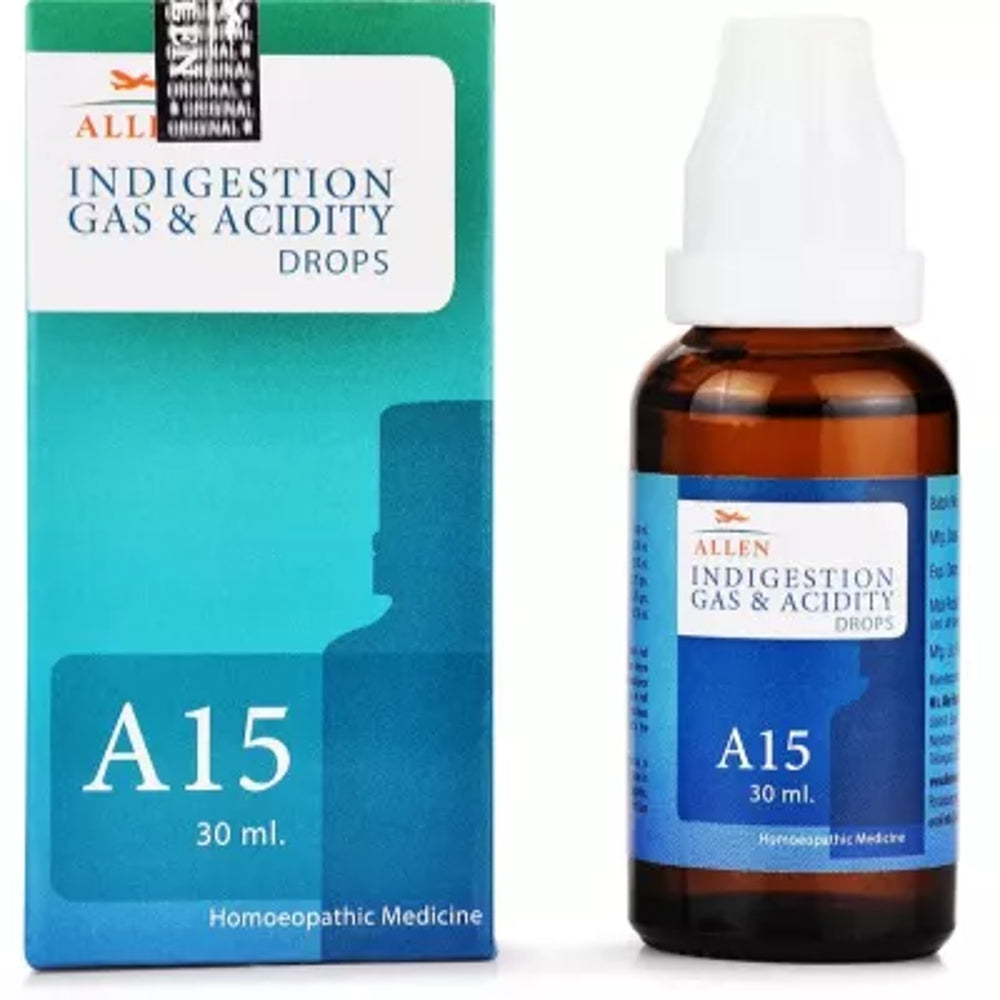 allen a15 indigestion gas & acidity drop 30ml (relieves indigestion, acidity, gastritis, flatulence,