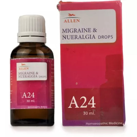 allen a24 migraine and nueralgia drop 30ml (for migraine, one sided throbbing headaches, neuralgia,