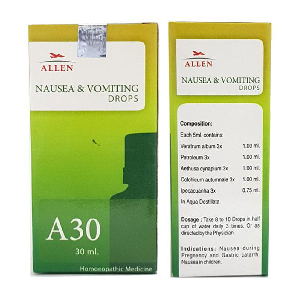allen a30 nausea & vomiting drop 30ml (in motion sickness/travel sickness with nausea, vomiting, hea