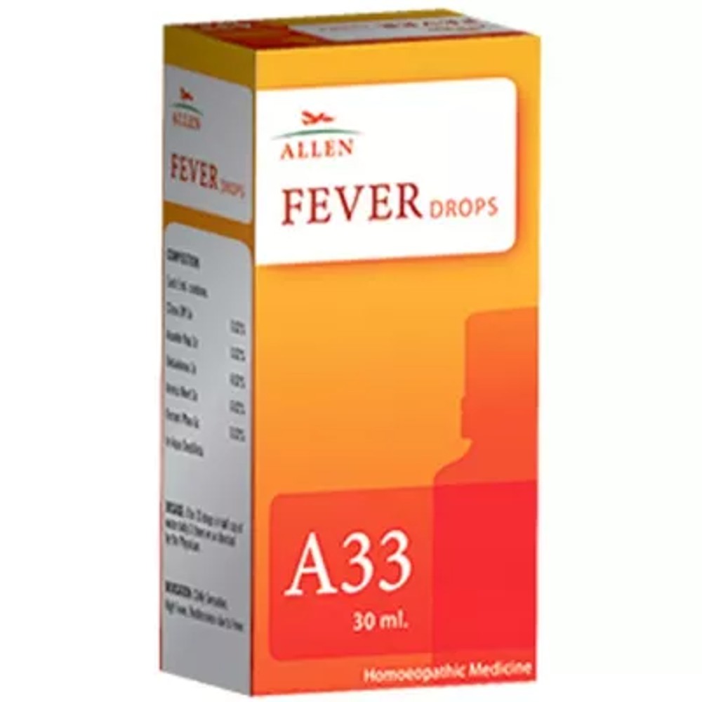 allen a33 fever drop 30ml (lowers temperature & body ache, chills, headache, watery nose, eyes)