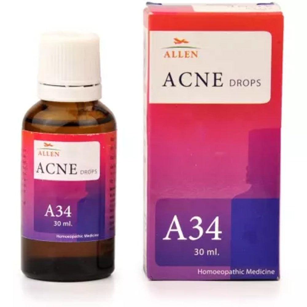 allen a34 acne drop 30ml (for red, painful and itchy pimples, acne, pustules, black head, skin rash)