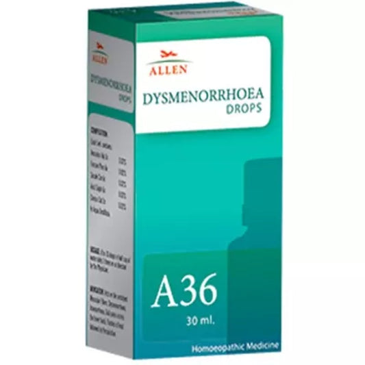 allen a36 dysmenorrhoea drop 30ml (relieves painful menses, cramps in abdomen, lower back pain)