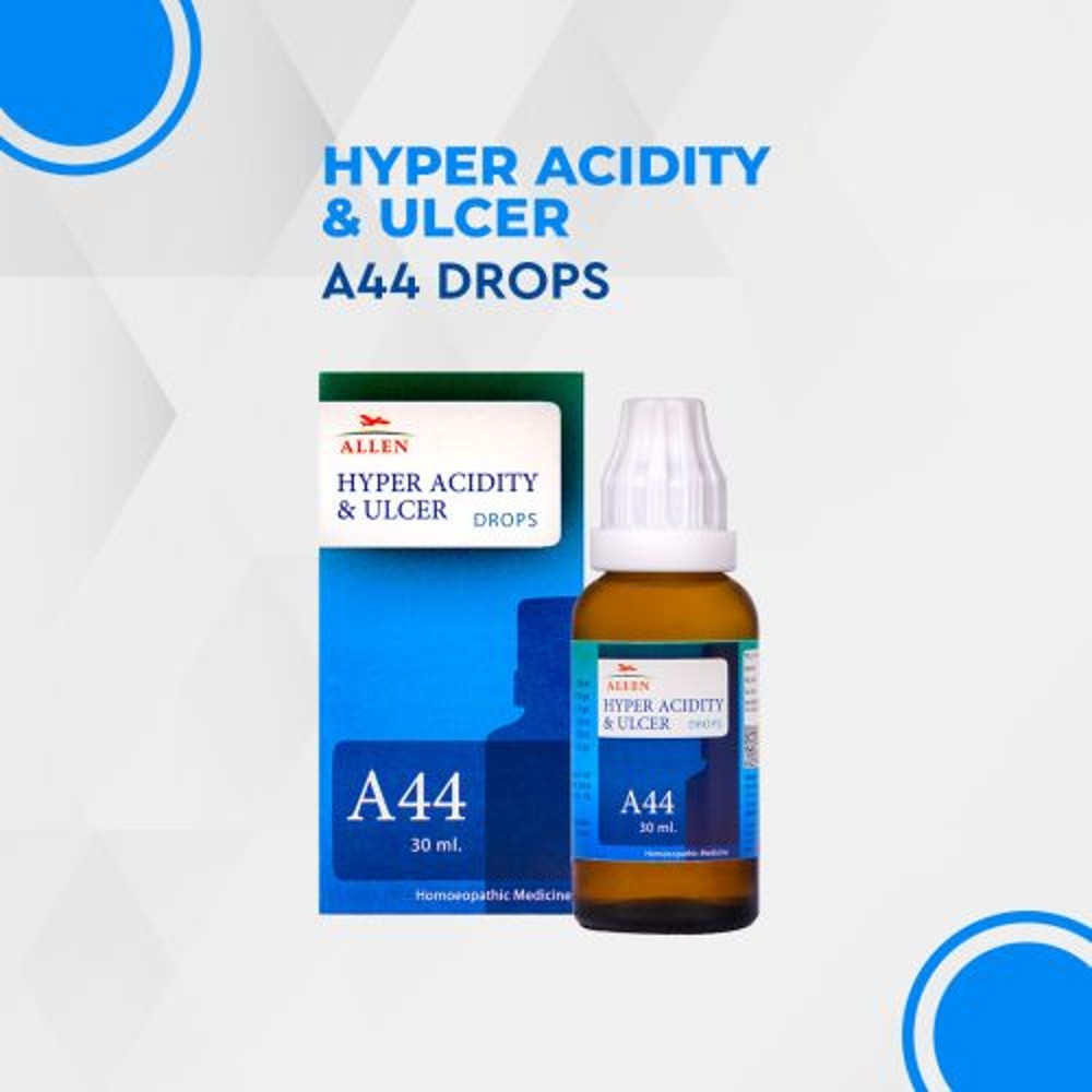 allen a44 hyper acidity & ulcer drop 30ml (hyperacidity, indigestion, peptic ulcers, acid reflux, ga