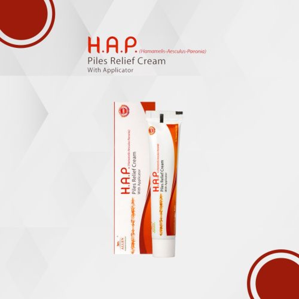 allen h.a.p haemorrhoid relief cream 25gm (h.a.p (hamamelis-aesculus-paeonia) cream provides calm an