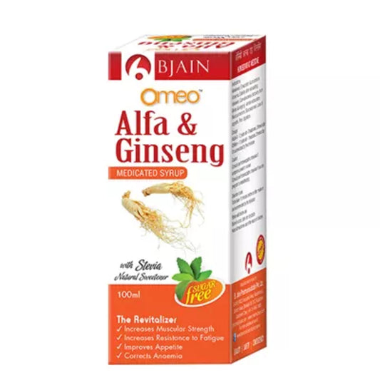 bjain omeo alfa & ginseng syrup (sugar free) (100ml) (anemia)