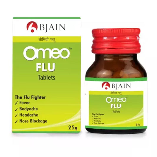 bjain omeo flu tablets (25g) (fever,bodyache,headache,nose blockage)
