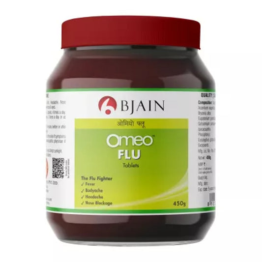 bjain omeo flu tablets (450g) (fever,bodyache,headache,nose blockage)
