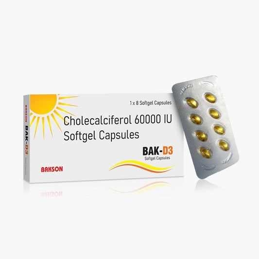 bakson d3 (cholecalciferol 60000 iu) - 8 capsules