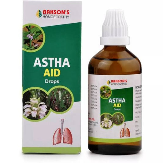 bakson astha aid drops (30ml) used in breathing problems, bronchitis, suffocative cough, wheezing