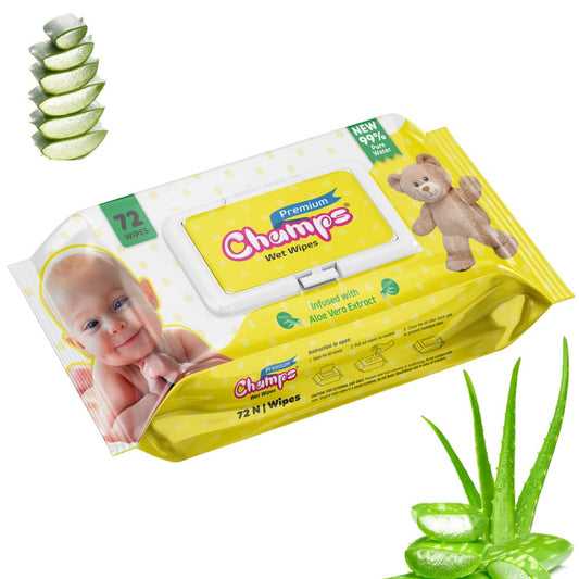 champs premium wet wipes infused with aloe vera extract wet wipes (72 n wipes )