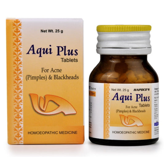 hapdco aqui plus tablets (25g) reduce acne, blotches, pimples, blackheads, post acne scar marks