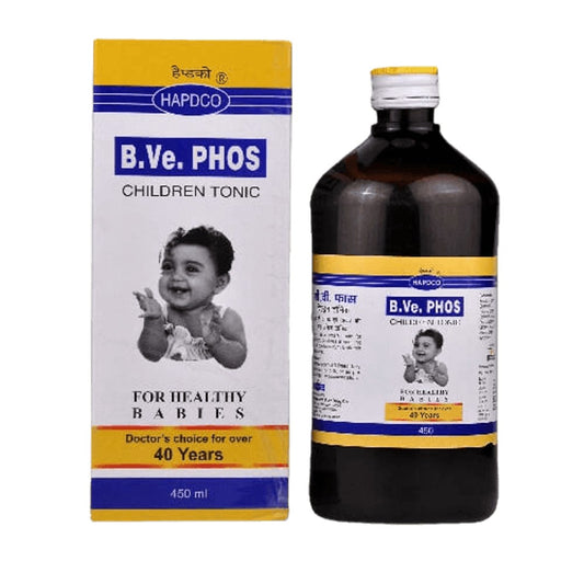 hapdco b.ve. phos syrup (450ml) tonic for dentition, vomiting of milk and calcium deficiency
