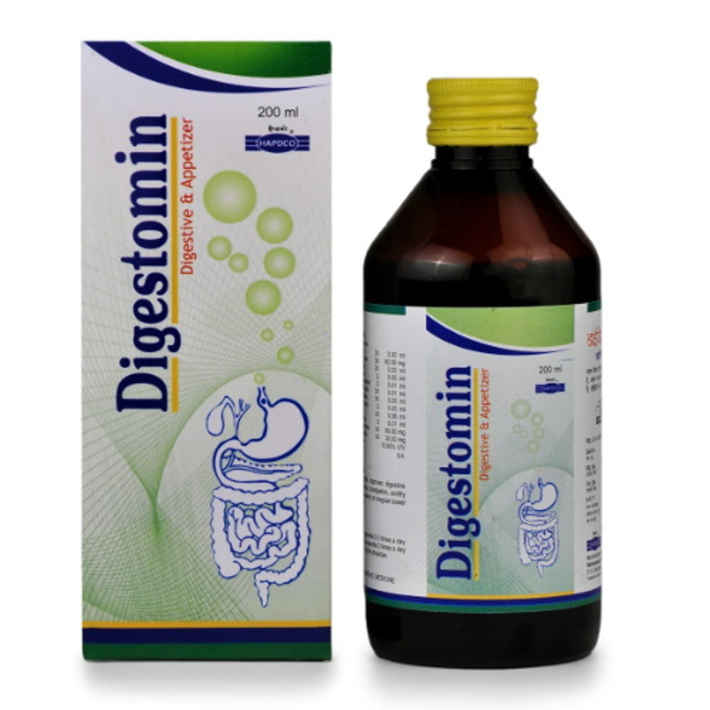 hapdco digestomin syrup (200ml) relieves indigestion, acidity, gastritis, flatulence, constipation