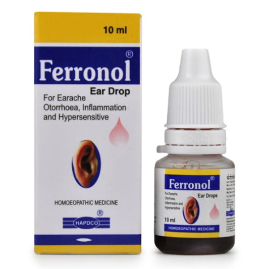 hapdco ferronol ear drops (10ml) for ear pain, otitis, ear discharge, infection of ear, excessive wa