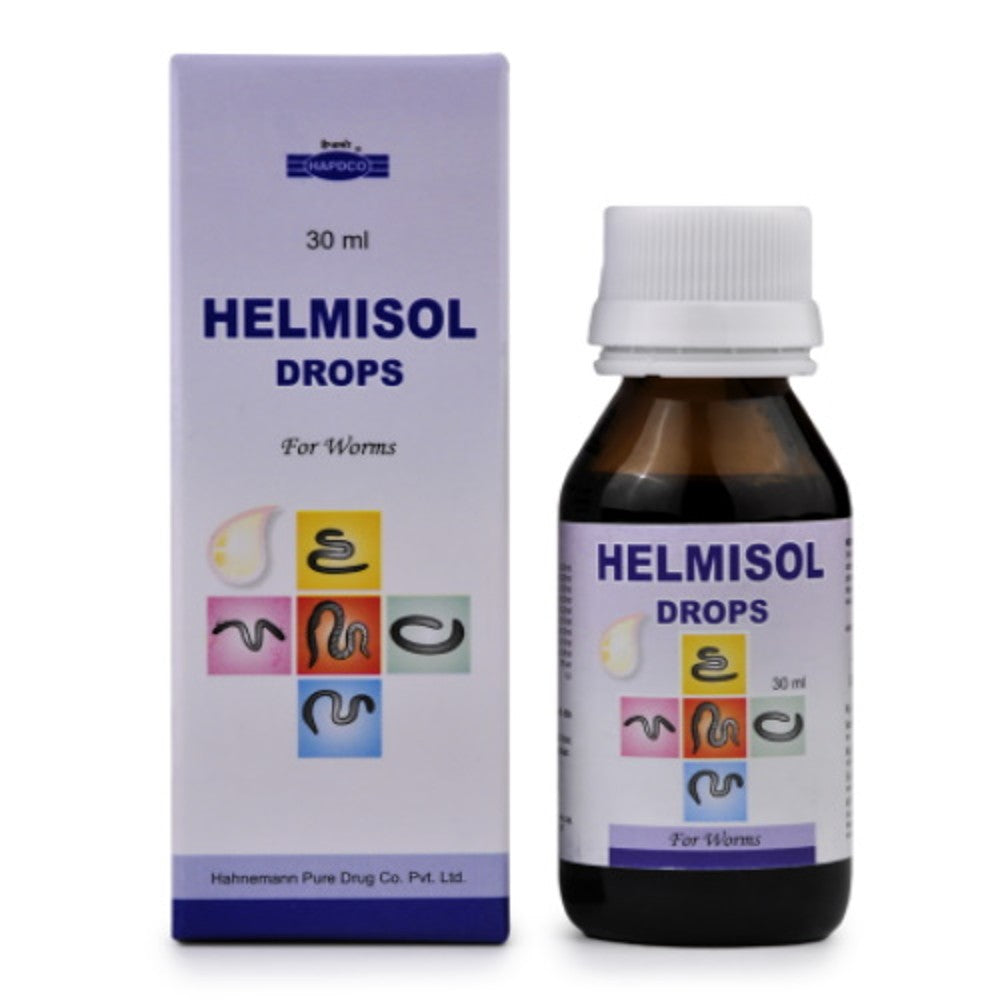 hapdco helmisol drops (30ml) deworming all types of worms, threadworms, hookworms, itching at anus