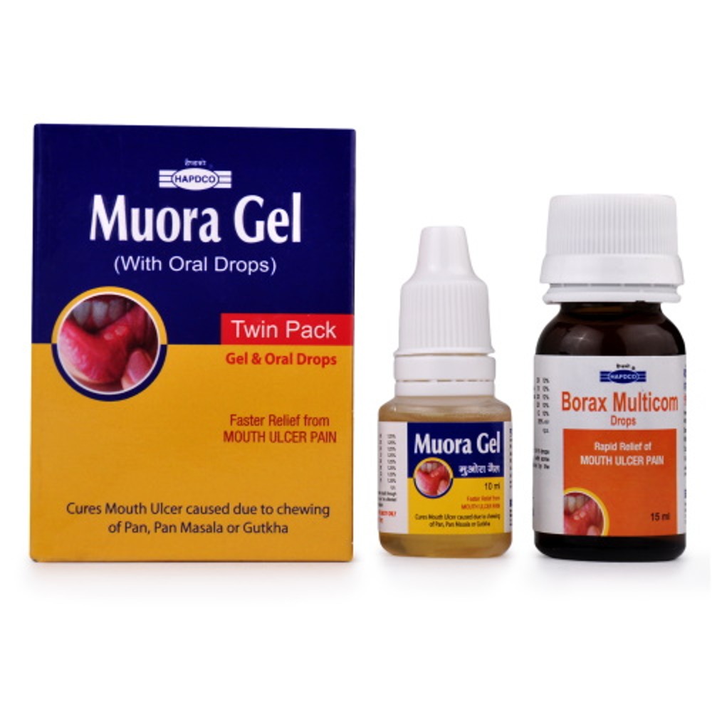 hapdco muora gel combi pack (25ml) for ulcers inside the lips, cheek, tongue, burning, painful gum b