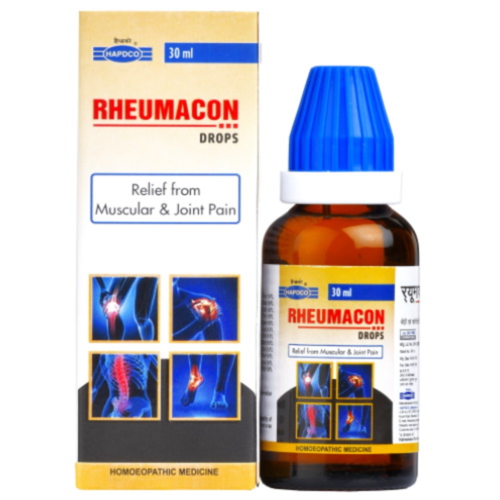 hapdco rheumacon drops (30ml) homeopathic medicines reduce stiffness of joints, strain and lumbago