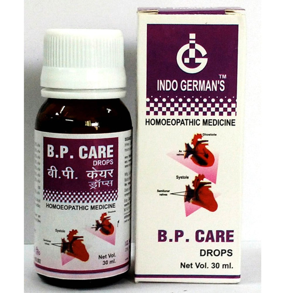 indo german bp care drops 30ml (regulates the pressure, low pulse, relieves vertigo, dull headaches)