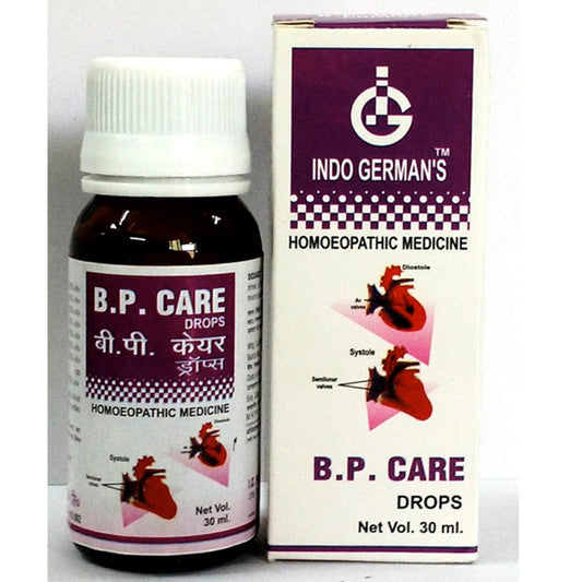indo german bp care drops 30ml (regulates the pressure, low pulse, relieves vertigo, dull headaches)