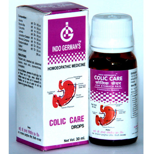 indo german colic care drops 30ml (for intestinal colic, flatulent colic, renal colic, abdominal spa
