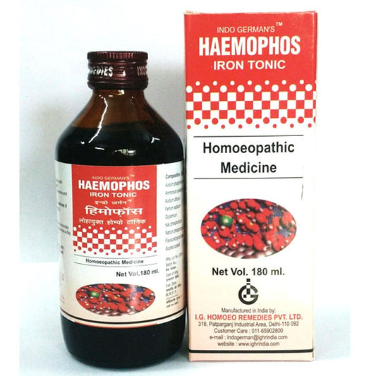 indo german haemophos tonic 115ml (anemia, iron deficiency due to illness, blood loss, pregnancy, we