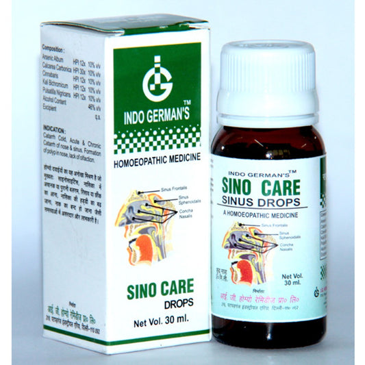 indo german sino care drops 30ml (for sinusitis, congestion, headache, sneezing, blocked nose, cheek